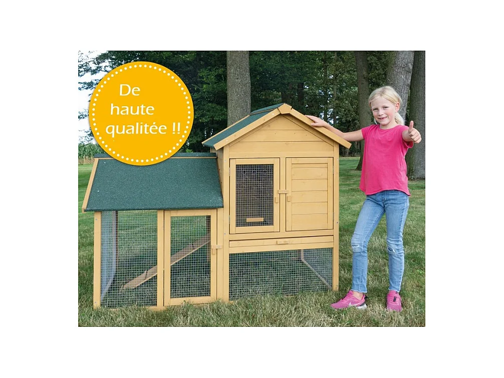 Cage Clapier Enclos lapin Extérieur en bois  Haute Qualité pour lapins petits animaux- Modèle : 035 Ranch 152 x 98 x 118 cm