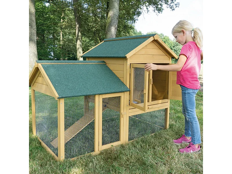 Cage Clapier Enclos lapin Extérieur en bois  Haute Qualité pour lapins petits animaux- Modèle : 035 Ranch 152 x 98 x 118 cm