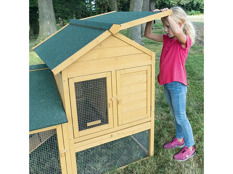 Cage Clapier Enclos lapin Extérieur en bois  Haute Qualité pour lapins petits animaux- Modèle : 035 Ranch 152 x 98 x 118 cm