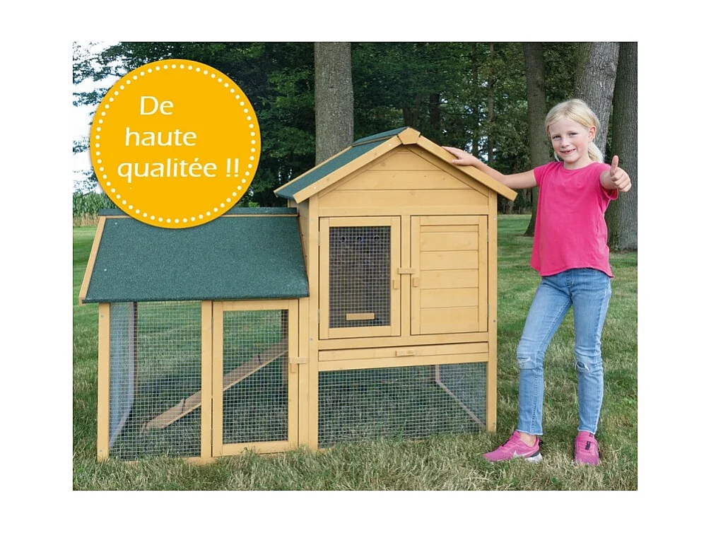 Cage Clapier Enclos lapin Extérieur en bois  Haute Qualité pour lapins petits animaux- Modèle : 035 Ranch 152 x 98 x 118 cm