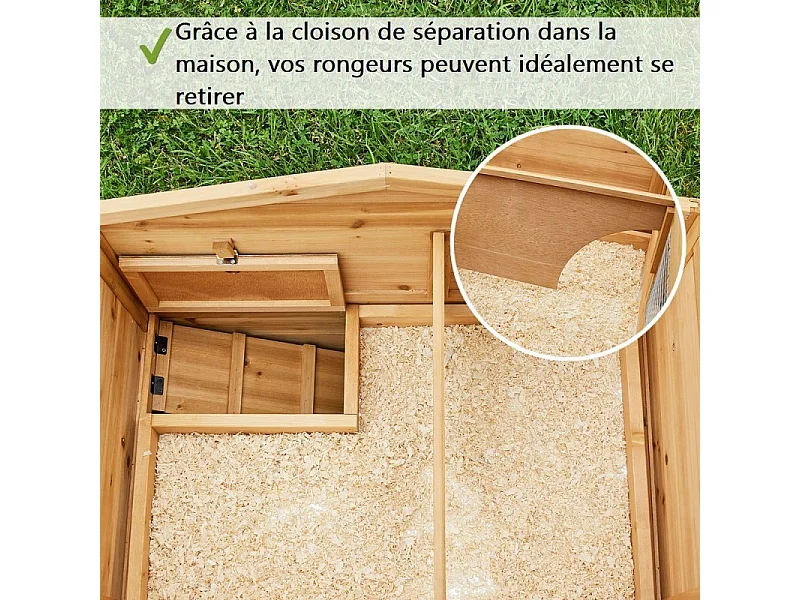 Cage Clapier Enclos lapin Extérieur en bois Haute Qualité pour lapins petits animaux- Modèle : 087 Alpine 180x62x72cm