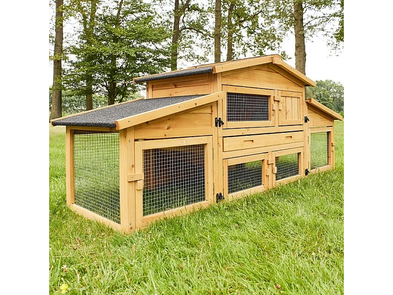 Cage Clapier Enclos lapin Extérieur en bois Haute Qualité pour lapins petits animaux- Modèle : 087 Alpine 180x62x72cm