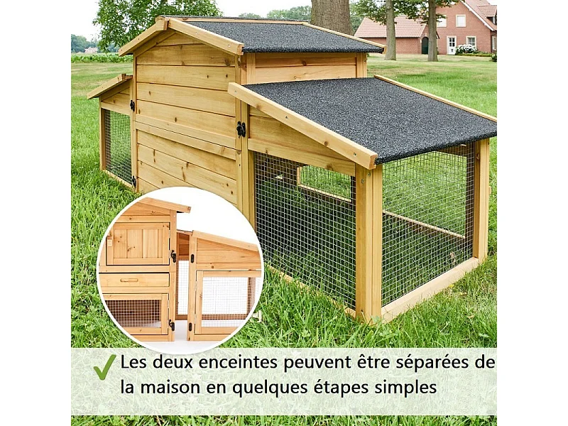 Cage Clapier Enclos lapin Extérieur en bois Haute Qualité pour lapins petits animaux- Modèle : 087 Alpine 180x62x72cm