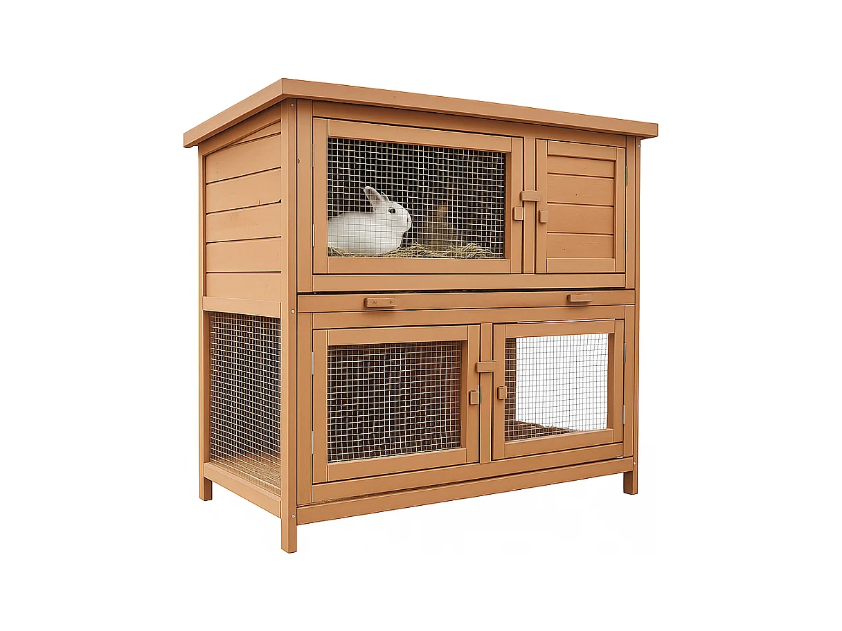 Cage Clapier Enclos lapin Extérieur en bois  Haute Qualité pour lapins petits animaux- Modèle : 022 Mukkel 104 x 55 x 94 cm