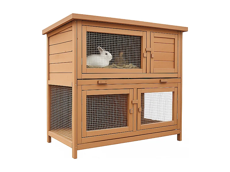 Cage Clapier Enclos lapin Extérieur en bois  Haute Qualité pour lapins petits animaux- Modèle : 022 Mukkel 104 x 55 x 94 cm