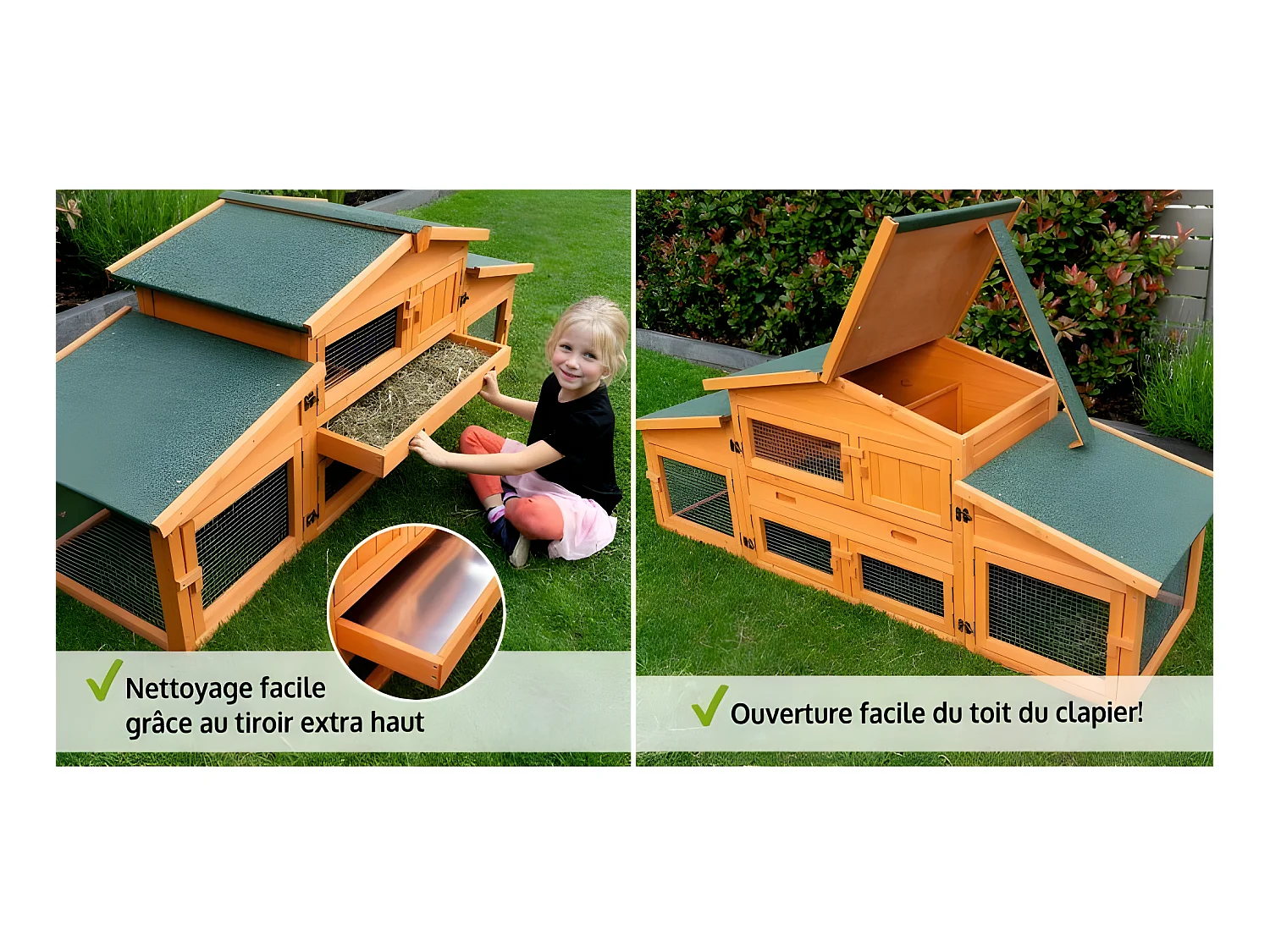 Cage Clapier pour lapin Extérieur 185x51x75cm Modèle: 037 Étable de roi