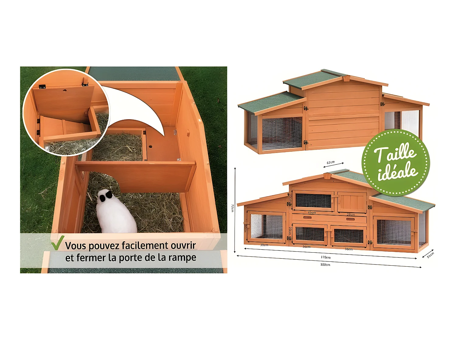 Cage Clapier pour lapin Extérieur 185x51x75cm Modèle: 037 Étable de roi