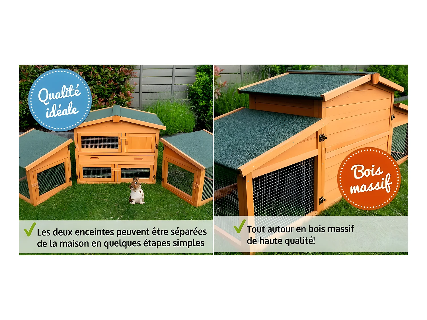 Cage Clapier pour lapin Extérieur 185x51x75cm Modèle: 037 Étable de roi