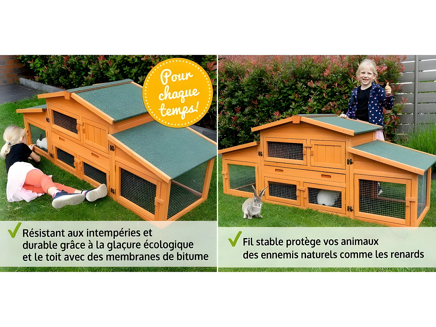 Cage Clapier pour lapin Extérieur 185x51x75cm Modèle: 037 Étable de roi