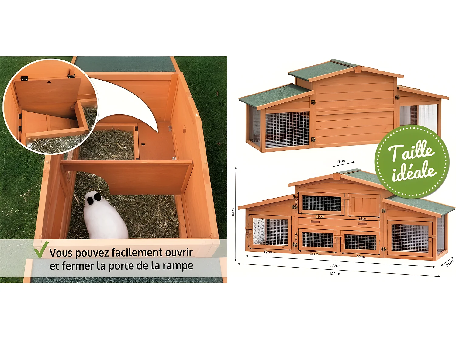 Cage Clapier pour lapin Extérieur 185x51x75cm Modèle: 037 Étable de roi