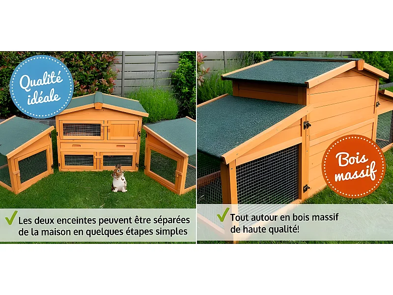Cage Clapier pour lapin Extérieur 185x51x75cm Modèle: 037 Étable de roi