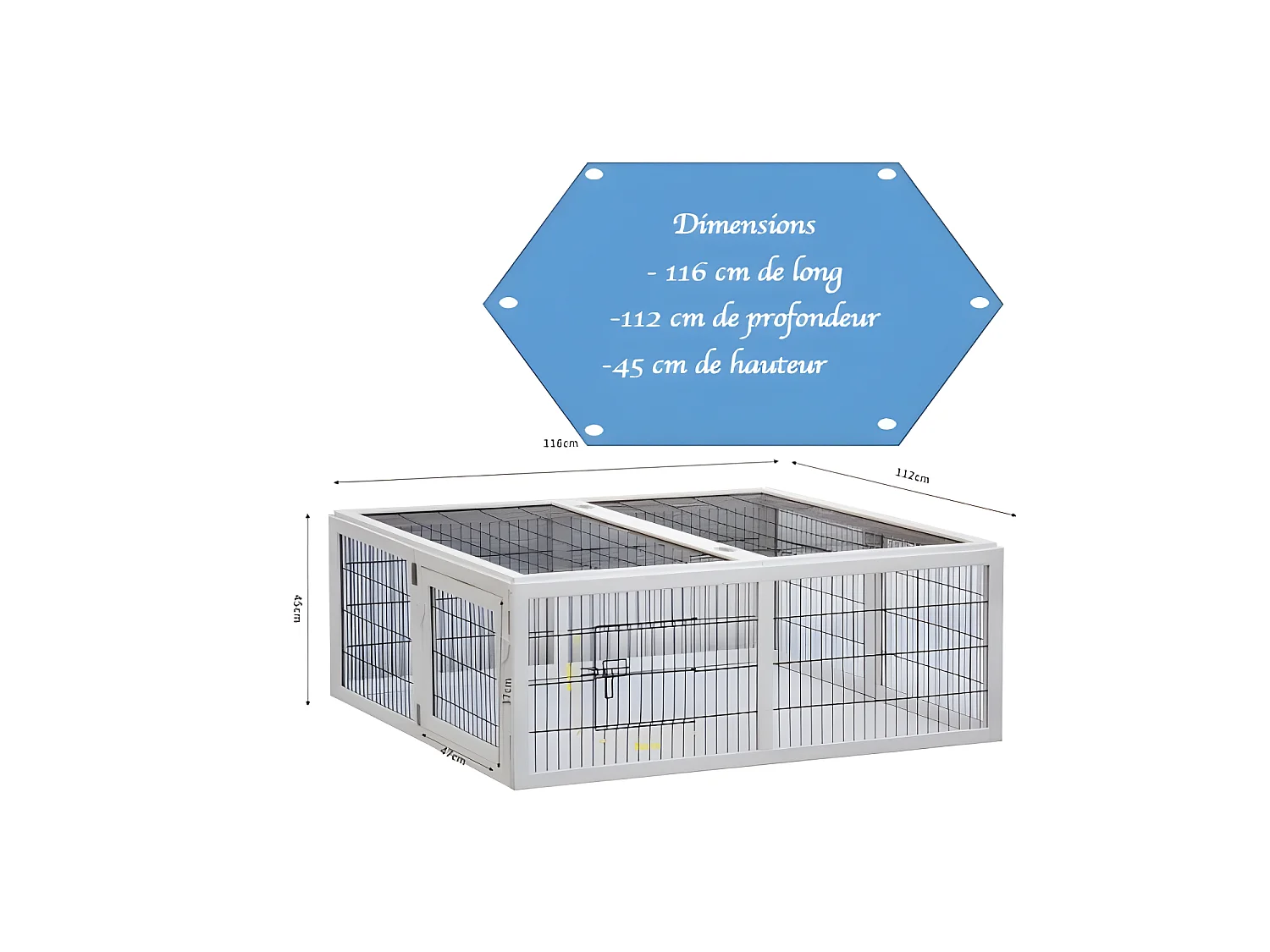 Cage Clapier á lapins Rabbit Run XL extérieur- Cage Mobile -Couleur Blanc 403