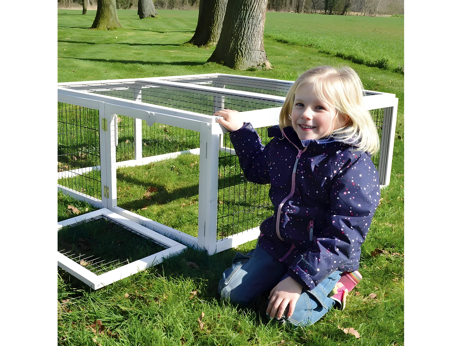 Cage Clapier á lapins Rabbit Run XL extérieur- Cage Mobile -Couleur Blanc 403