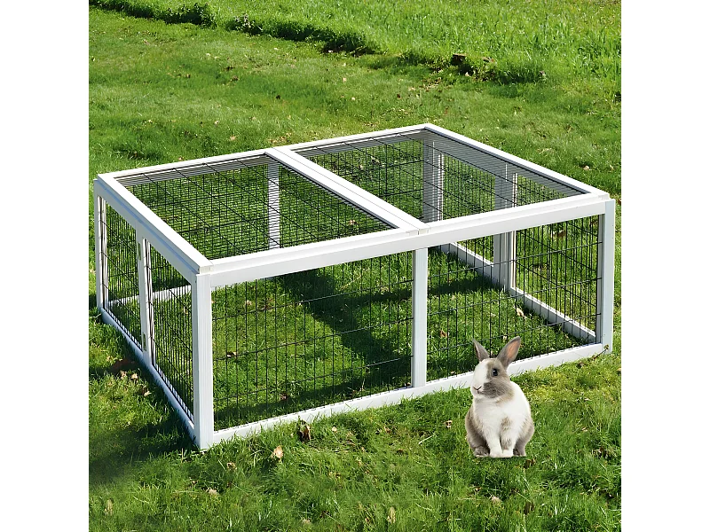Cage Clapier á lapins Rabbit Run XL extérieur- Cage Mobile -Couleur Blanc 403