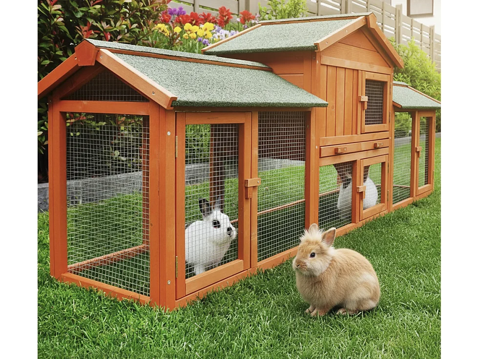 Cage Clapier Enclos lapin 203 x 53 x 85,5 cm  petits animaux Modele XXL 040 BB LOISIR