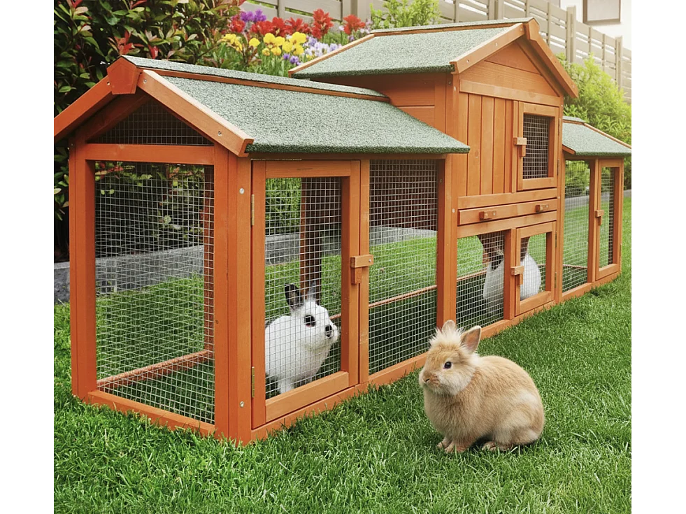 Cage Clapier Enclos lapin 203 x 53 x 85,5 cm  petits animaux Modele XXL 040 BB LOISIR
