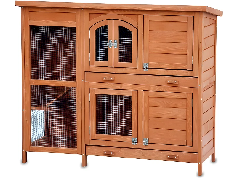 Cage Clapier pour lapins 122x42,5x104 cm Modèle- Miette 082 marron