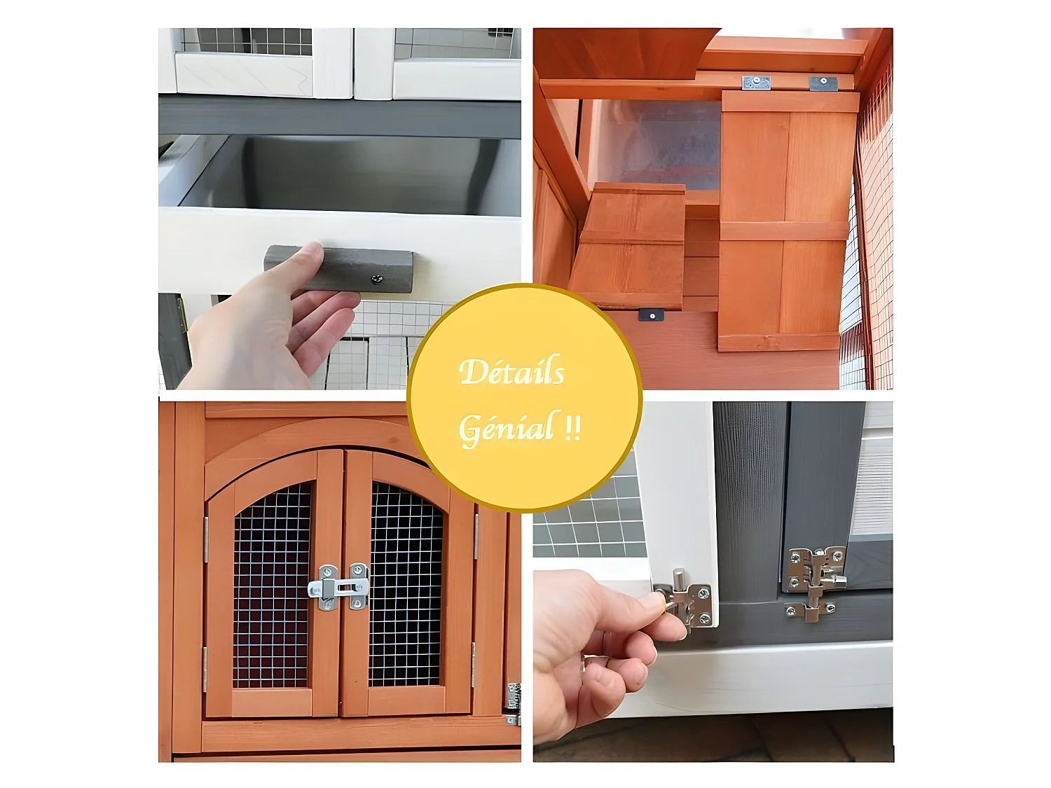 Cage Clapier pour lapins 122x42,5x104 cm Modèle- Miette 082 marron