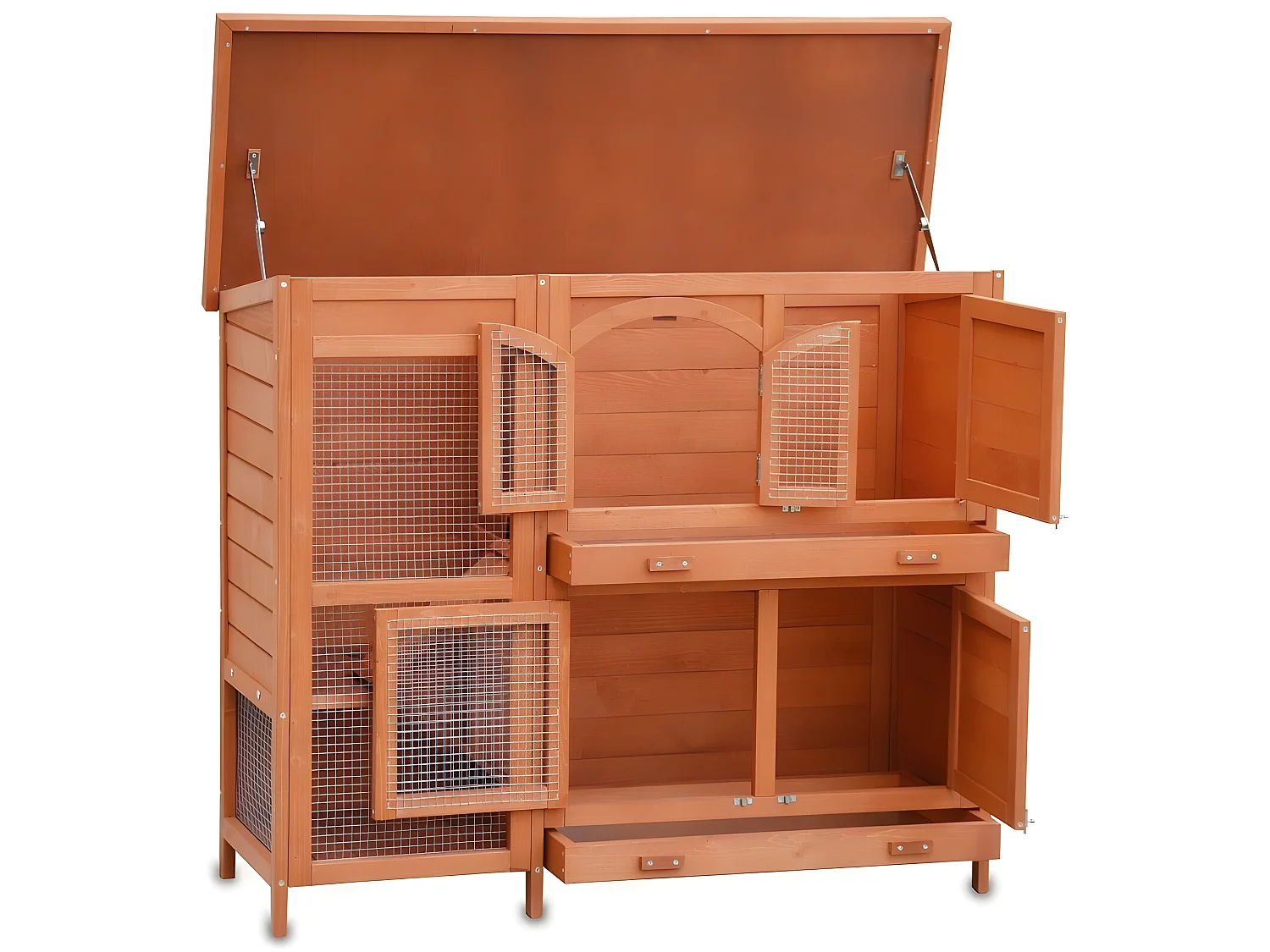 Cage Clapier pour lapins 122x42,5x104 cm Modèle- Miette 082 marron