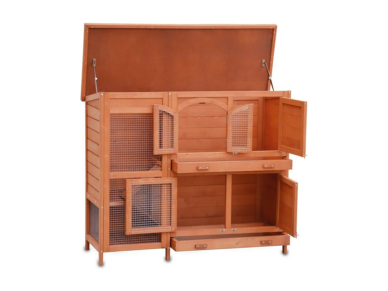 Cage Clapier pour lapins 122x42,5x104 cm Modèle- Miette 082 marron