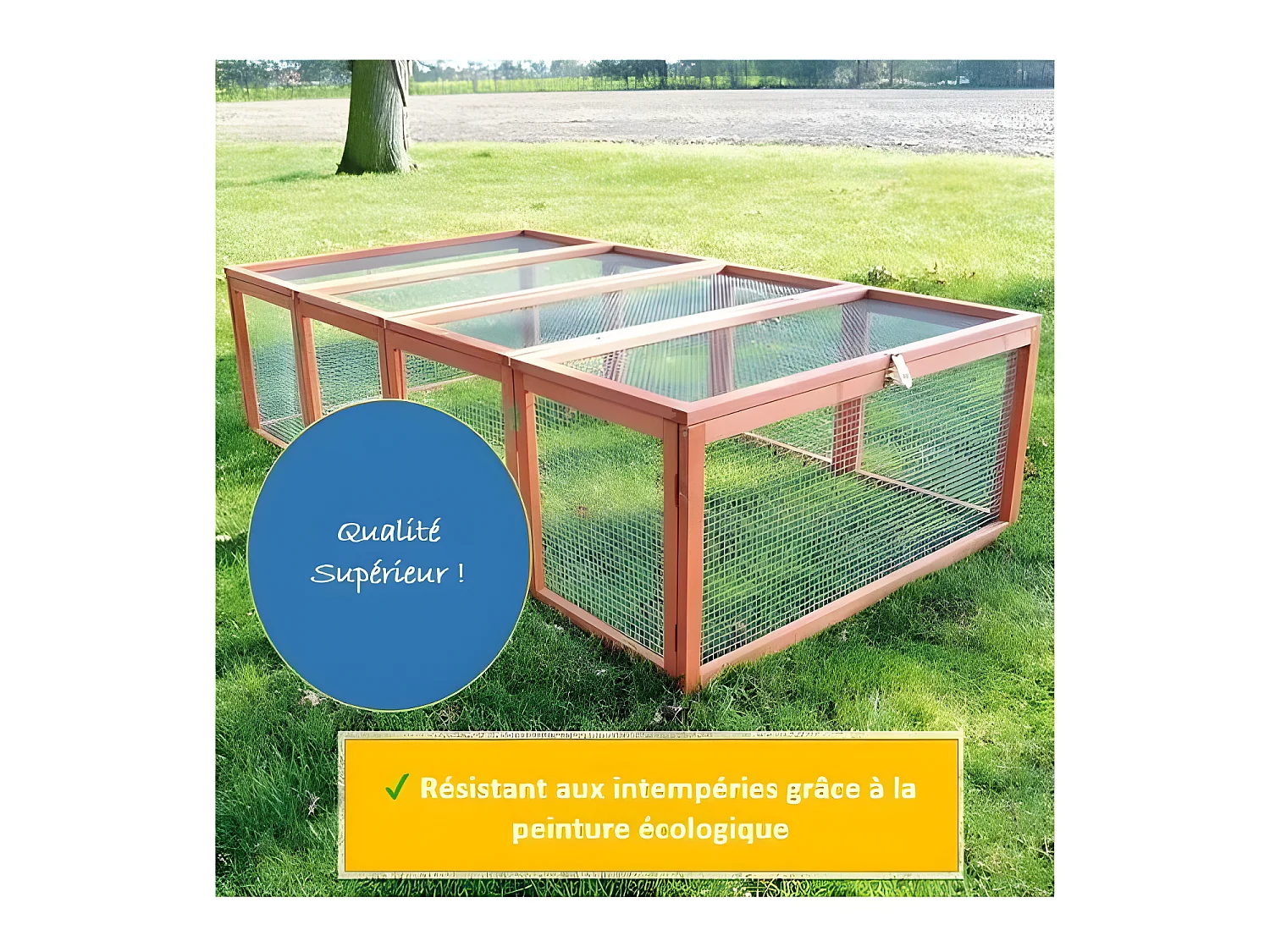 Clapier lapins Rabbit Run 2023 exterieur- Cage Mobile -Couleur Bois