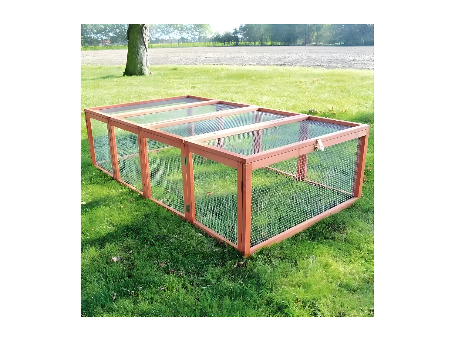 Clapier lapins Rabbit Run 2023 exterieur- Cage Mobile -Couleur Bois