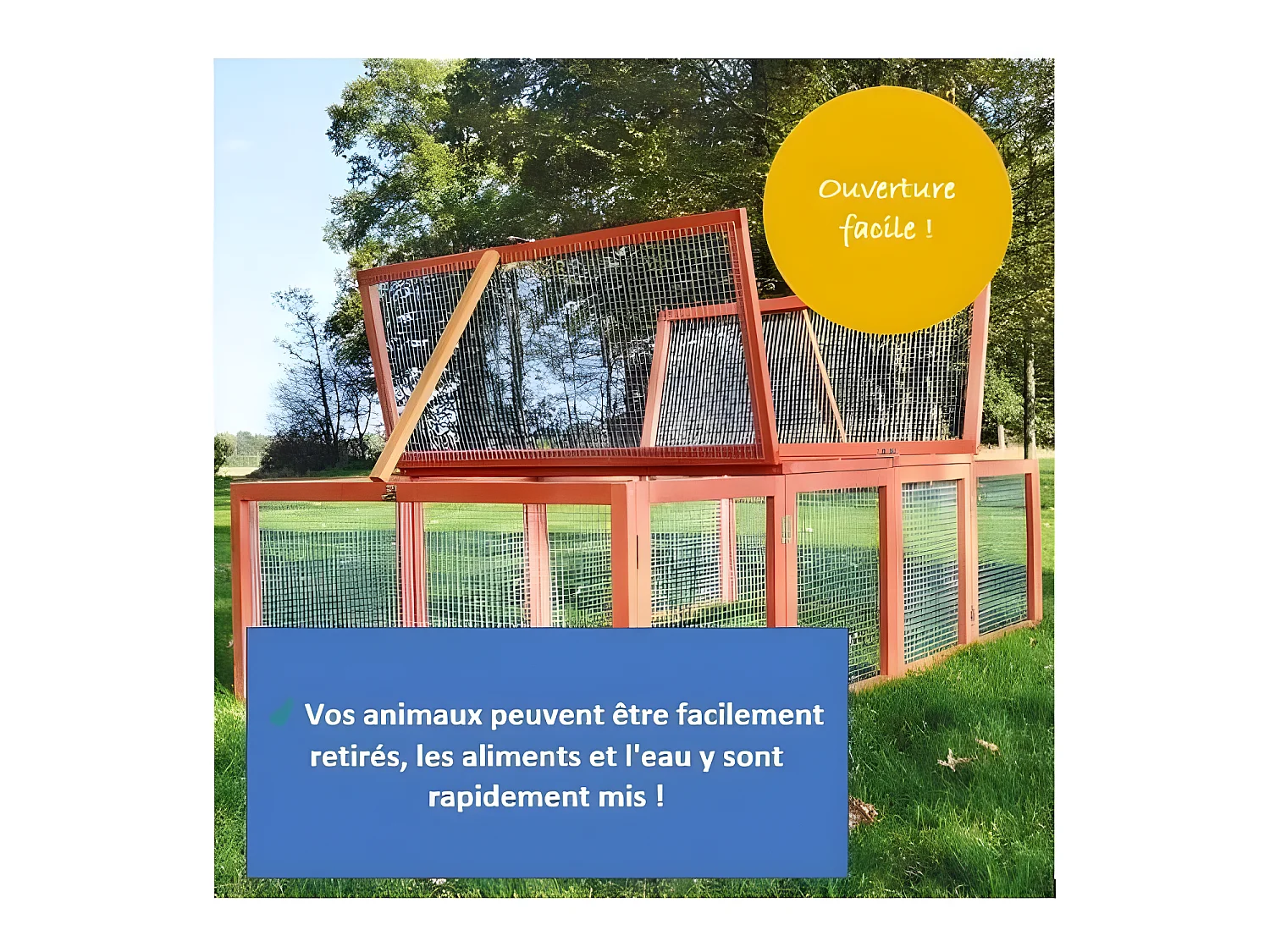 Clapier lapins Rabbit Run 2023 exterieur- Cage Mobile -Couleur Bois