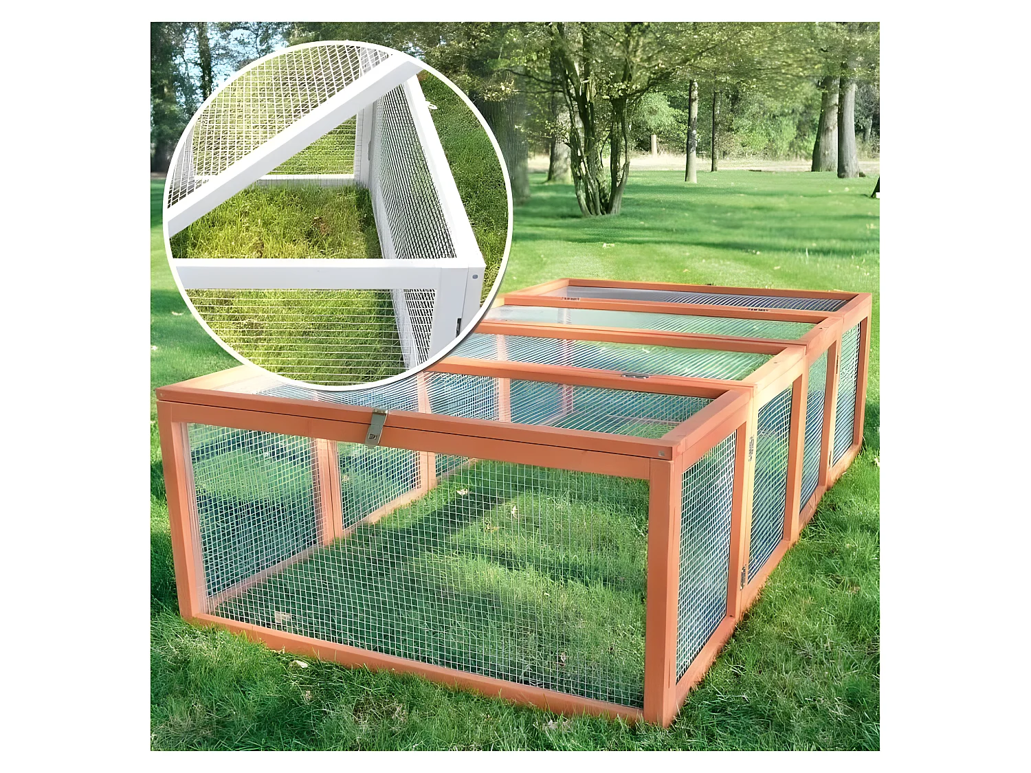 Clapier lapins Rabbit Run 2023 exterieur- Cage Mobile -Couleur Bois
