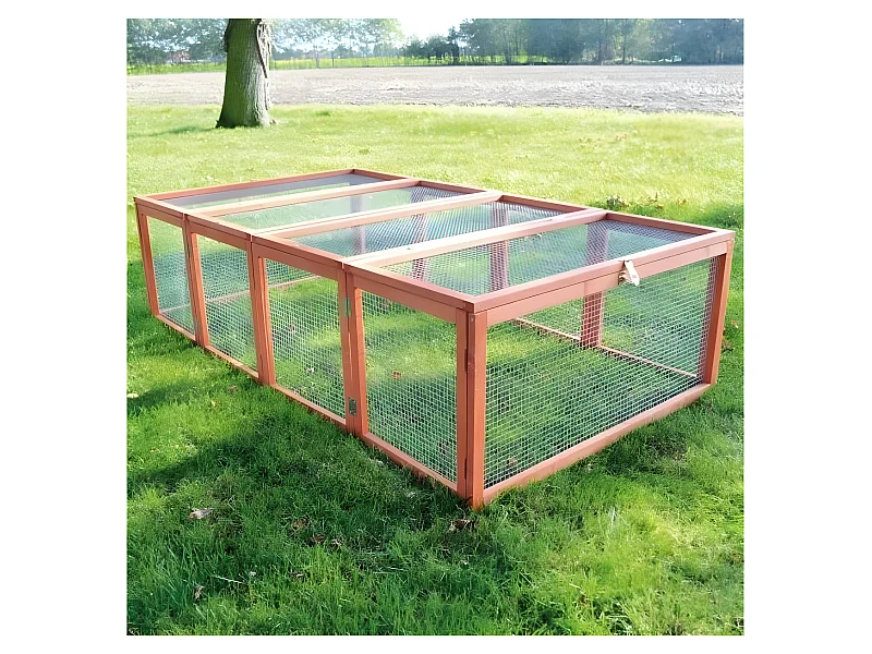 Clapier lapins Rabbit Run 2023 exterieur- Cage Mobile -Couleur Bois