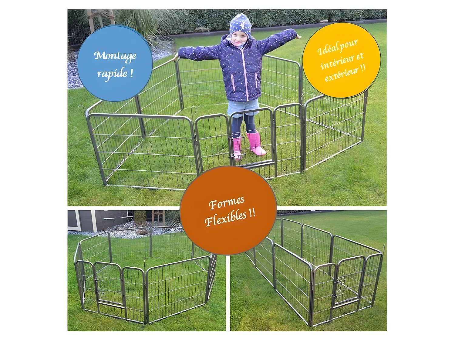 Parc enclos pour chiens grillage cage clôture intérieur et extérieur Hauteur 80cm  modèle Dog run « M 481 »