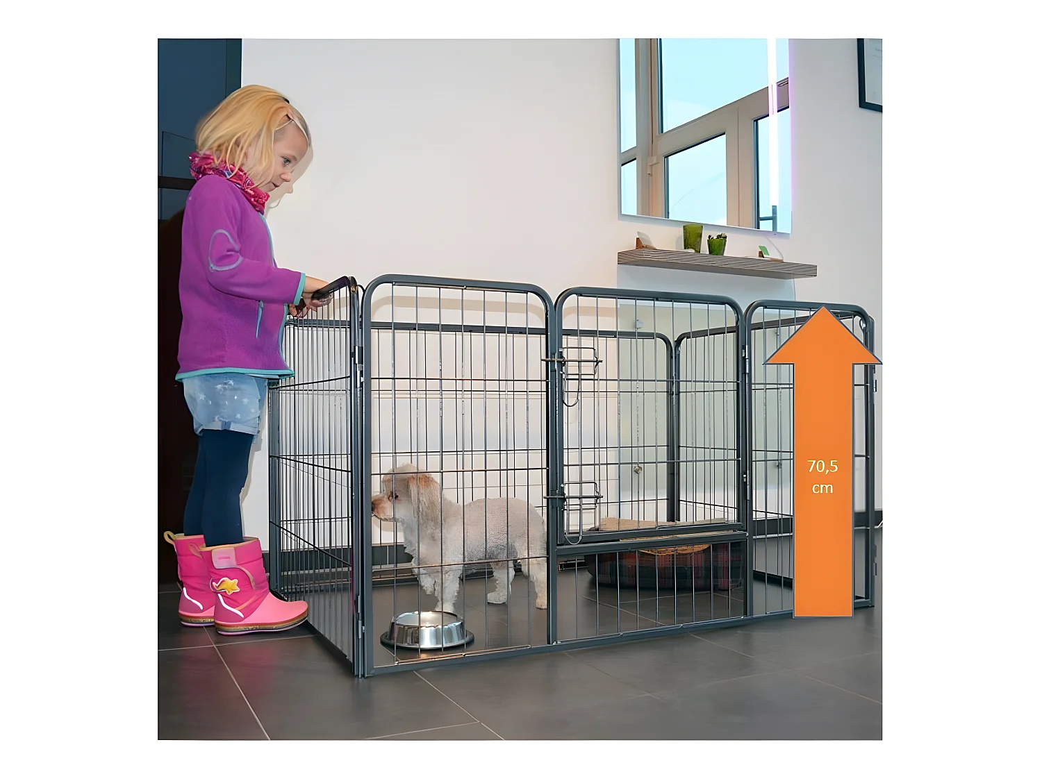 Parc enclos pour chiens grillage cage clôture intérieur et extérieur Hauteur 70,5cm modèle Dog run « M 483 »