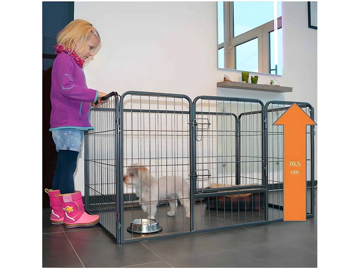 Parc enclos pour chiens grillage cage clôture intérieur et extérieur Hauteur 70,5cm modèle Dog run « M 483 »