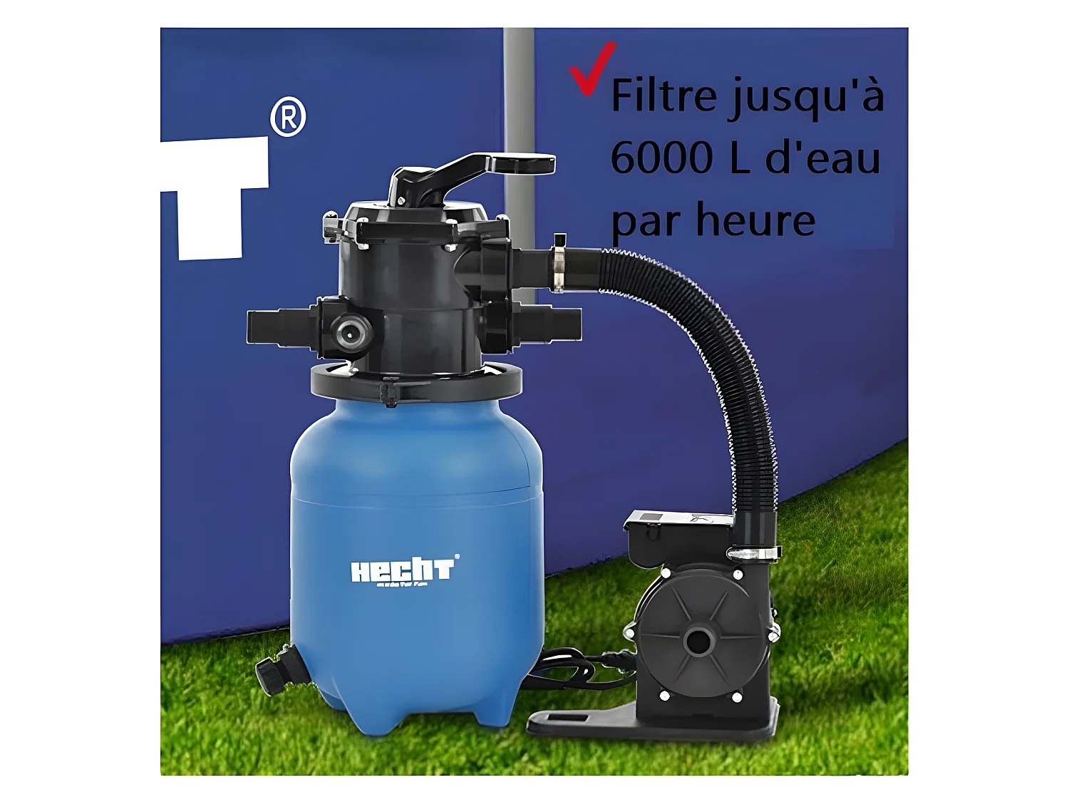 Hecht jardin 302200 Système de filtre à sable de piscine 6 m3/h 200 W Capacité de sable 12kg