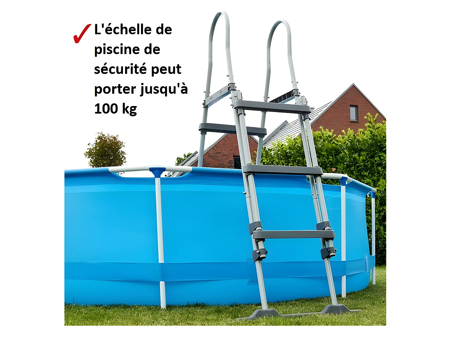 Hecht jardin 00091 Echelle double pour piscine 107 cm -symétrique hors sol accessoire piscine Marches 2x3