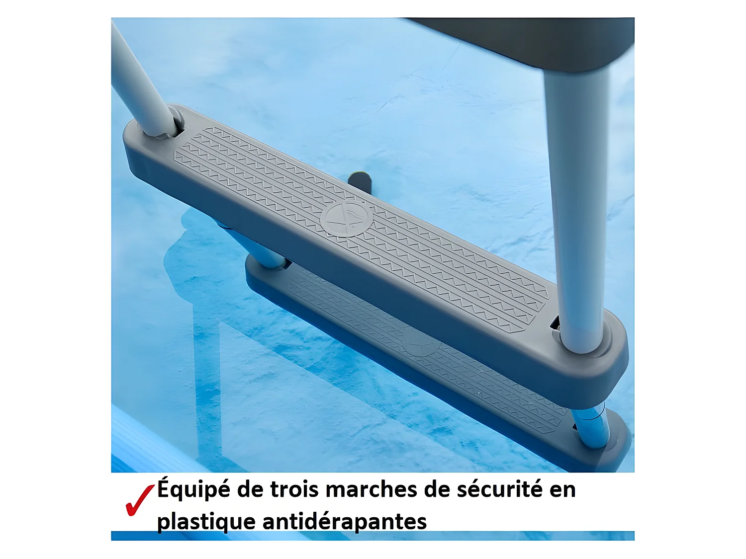 Hecht jardin 00091 Echelle double pour piscine 107 cm -symétrique hors sol accessoire piscine Marches 2x3