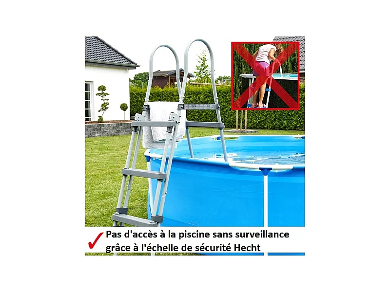 Hecht jardin 00091 Echelle double pour piscine 107 cm -symétrique hors sol accessoire piscine Marches 2x3