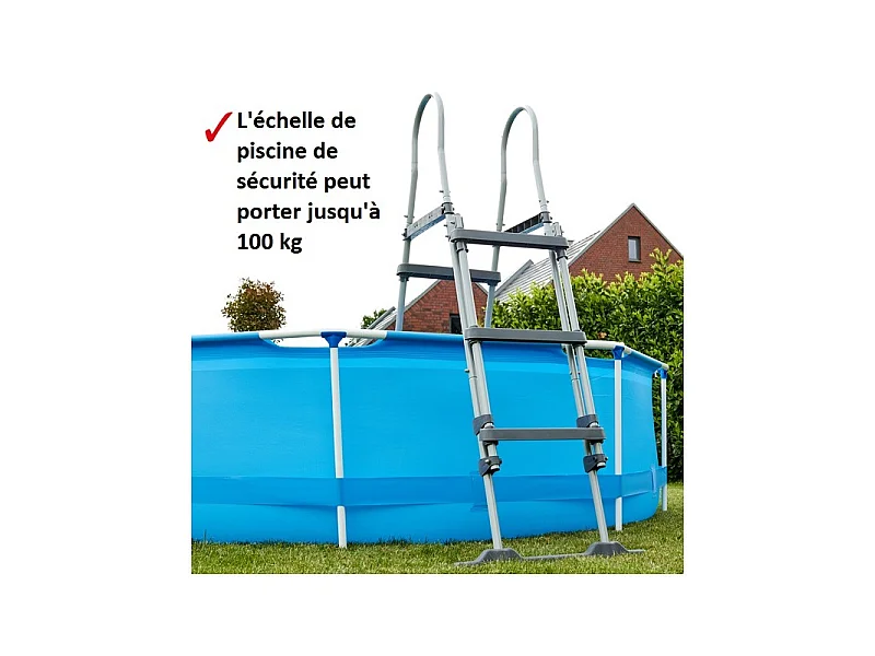 Hecht jardin 00091 Echelle double pour piscine 107 cm -symétrique hors sol accessoire piscine Marches 2x3