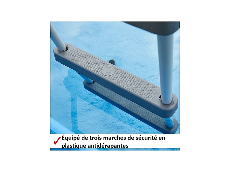Hecht jardin 00091 Echelle double pour piscine 107 cm -symétrique hors sol accessoire piscine Marches 2x3