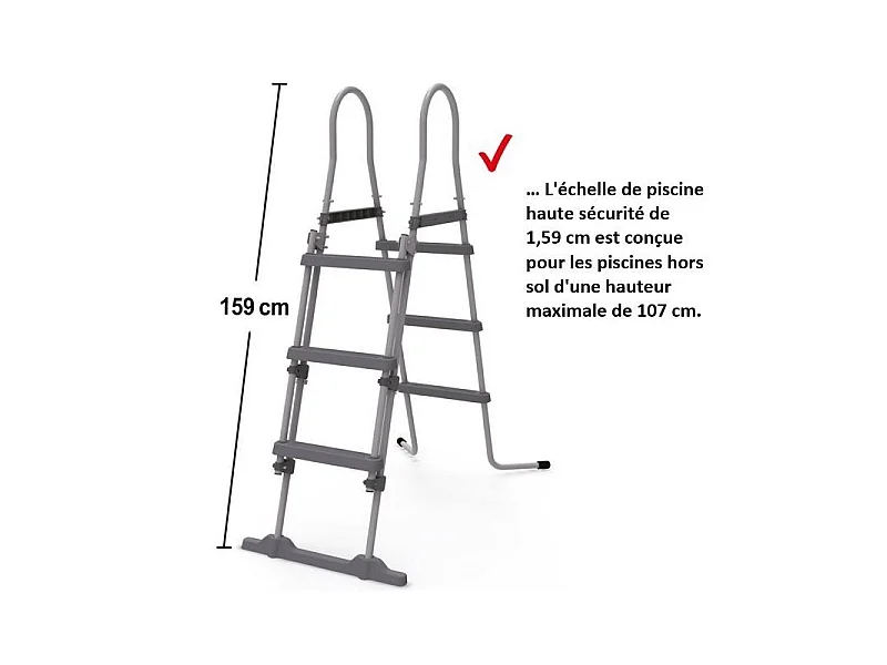 Hecht jardin 00091 Echelle double pour piscine 107 cm -symétrique hors sol accessoire piscine Marches 2x3
