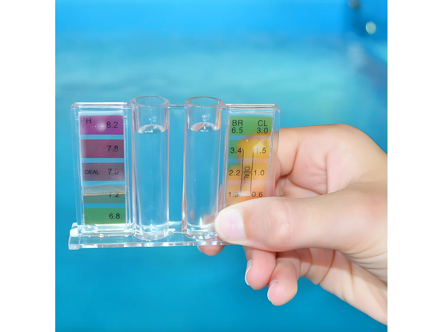 Hecht 060601 Kit de test pour piscine (Chlore/ bandelettes de test pH) env. 50 tests