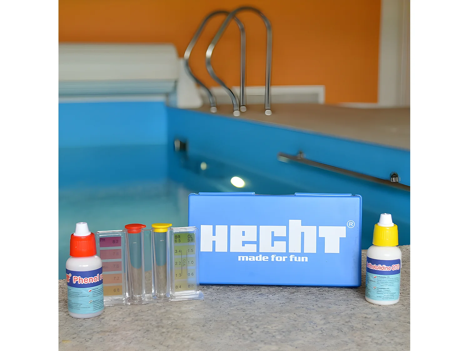 Hecht 060601 Kit de test pour piscine (Chlore/ bandelettes de test pH) env. 50 tests