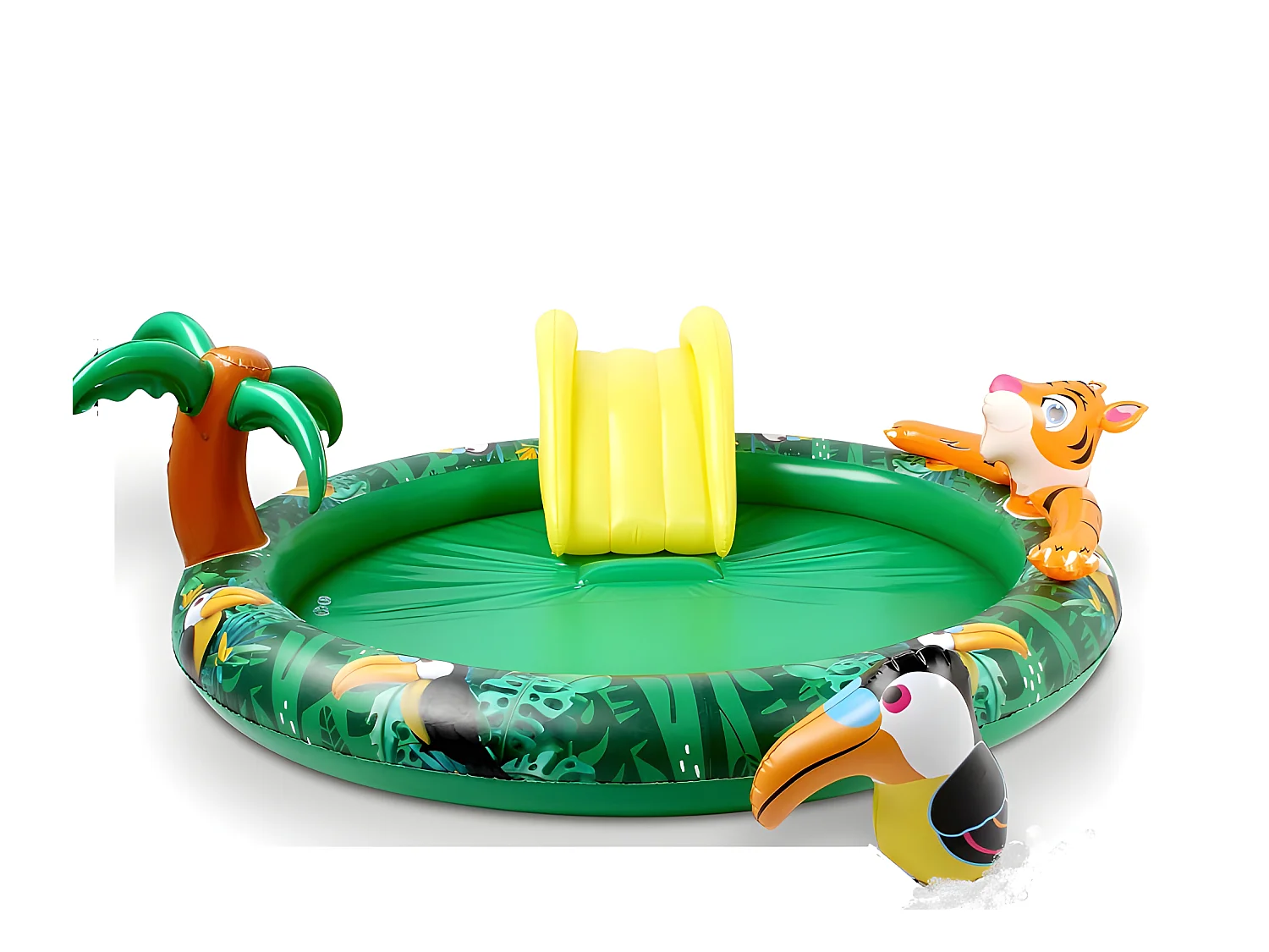 Piscine gonflable pour enfants toboggan de piscine - 182x165x62 cm piscine hors sol design Jungle- Parc aquatique