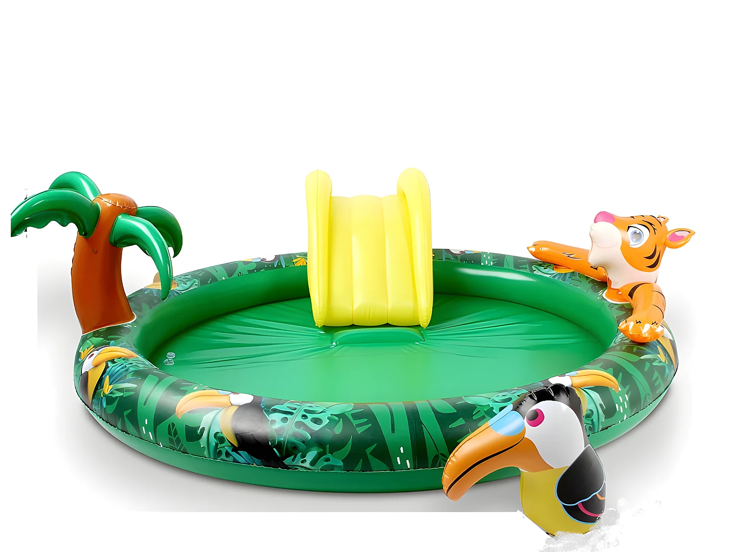 Piscine gonflable pour enfants toboggan de piscine - 182x165x62 cm piscine hors sol design Jungle- Parc aquatique