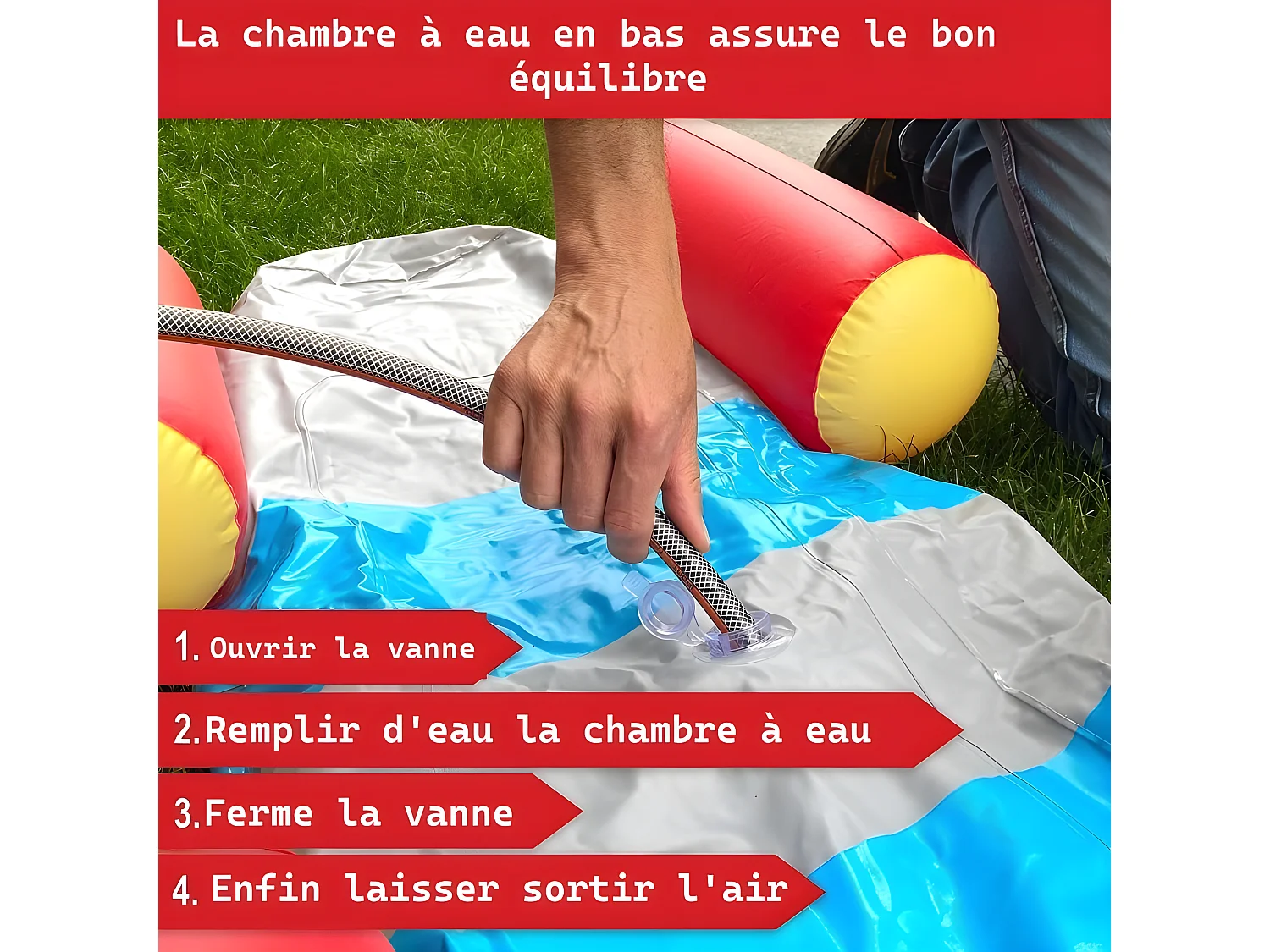 Fusée à eau Bouée gonflable Ballon flotteur pour piscines XXL 195x72x44cm 2 Pagaies pour adultes et enfants à partir de 6ans