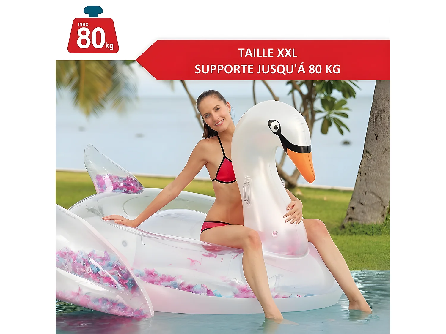 Ballon flotteur SIGNE gonflable pour piscines XXL 183x162x117 cm pour adultes et enfants à partir de 14 ans Bouée de natation