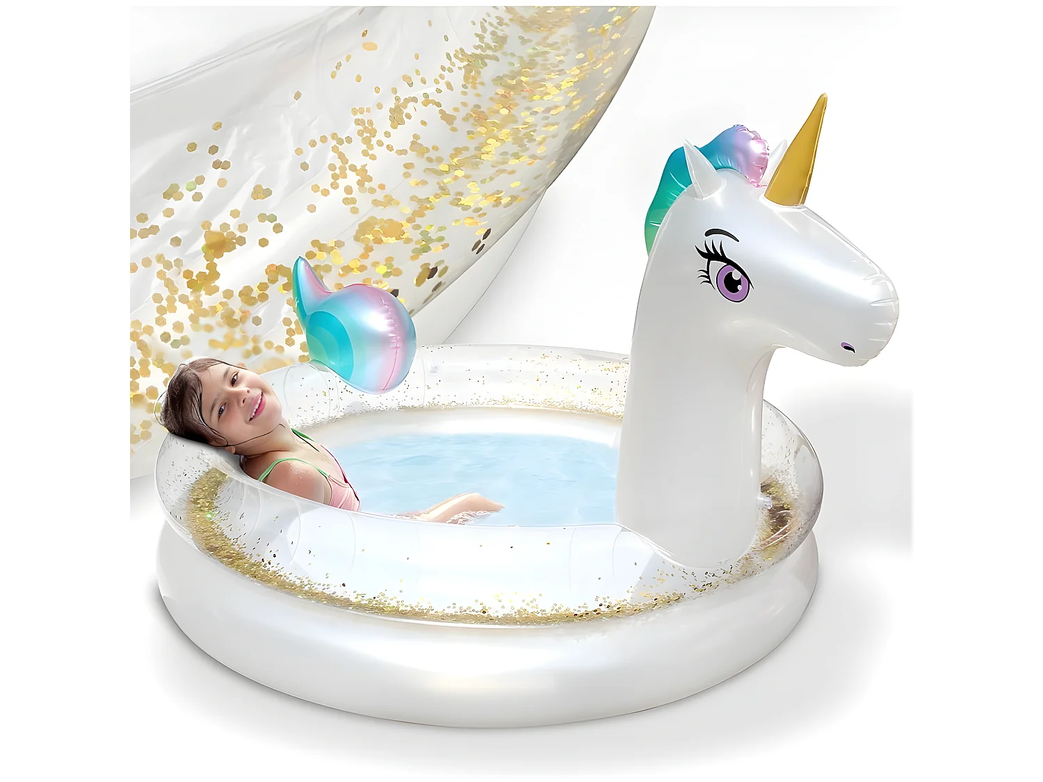 Piscine gonflable pour enfants - 200x135x90 cm piscine hors sol design Licorne- à partir de 3ans.