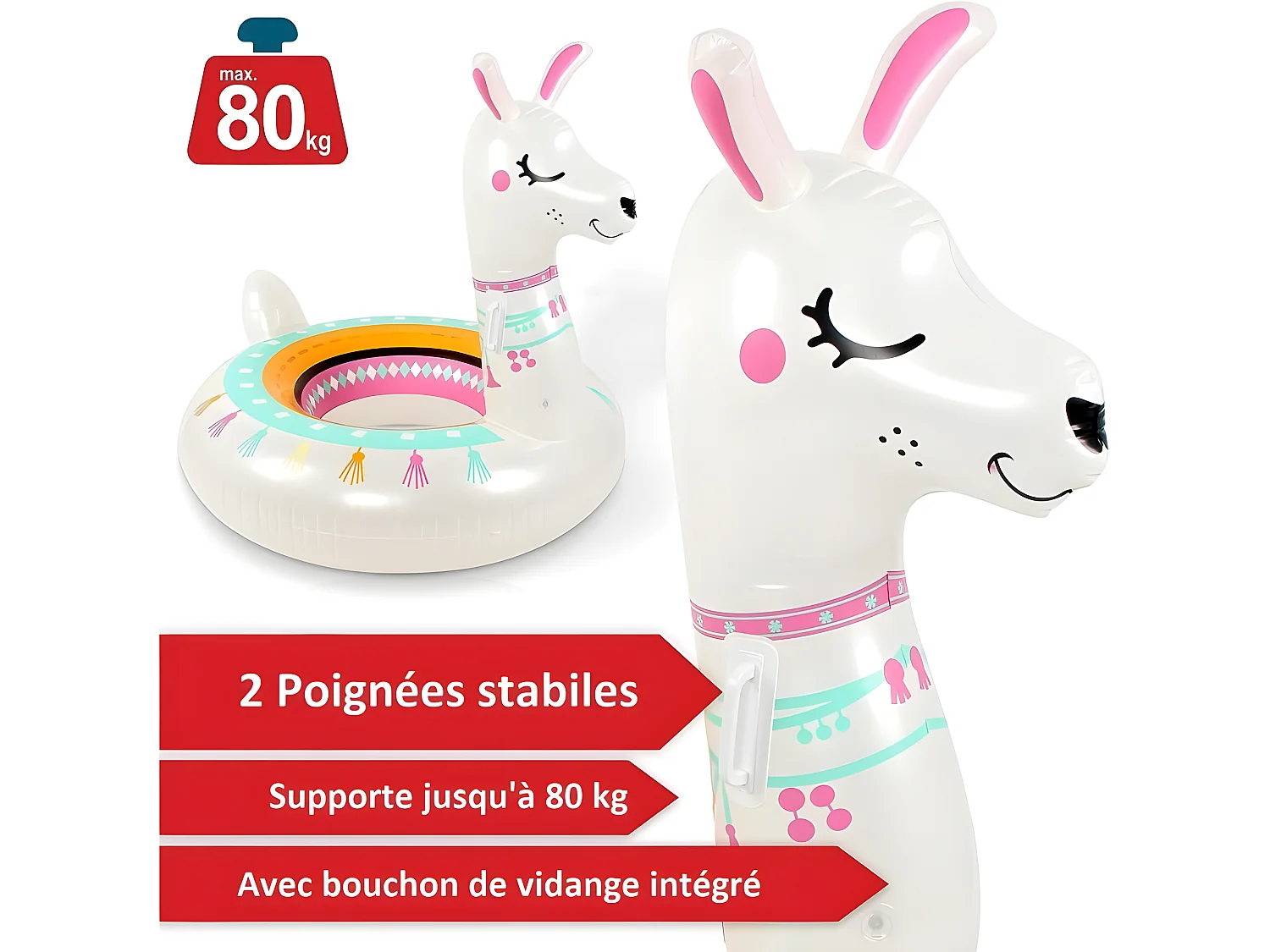 Bouée gonflable Ballon flotteur LAMA pour piscines XXL 115x115x114cm pour adultes et enfants Bouée de natation