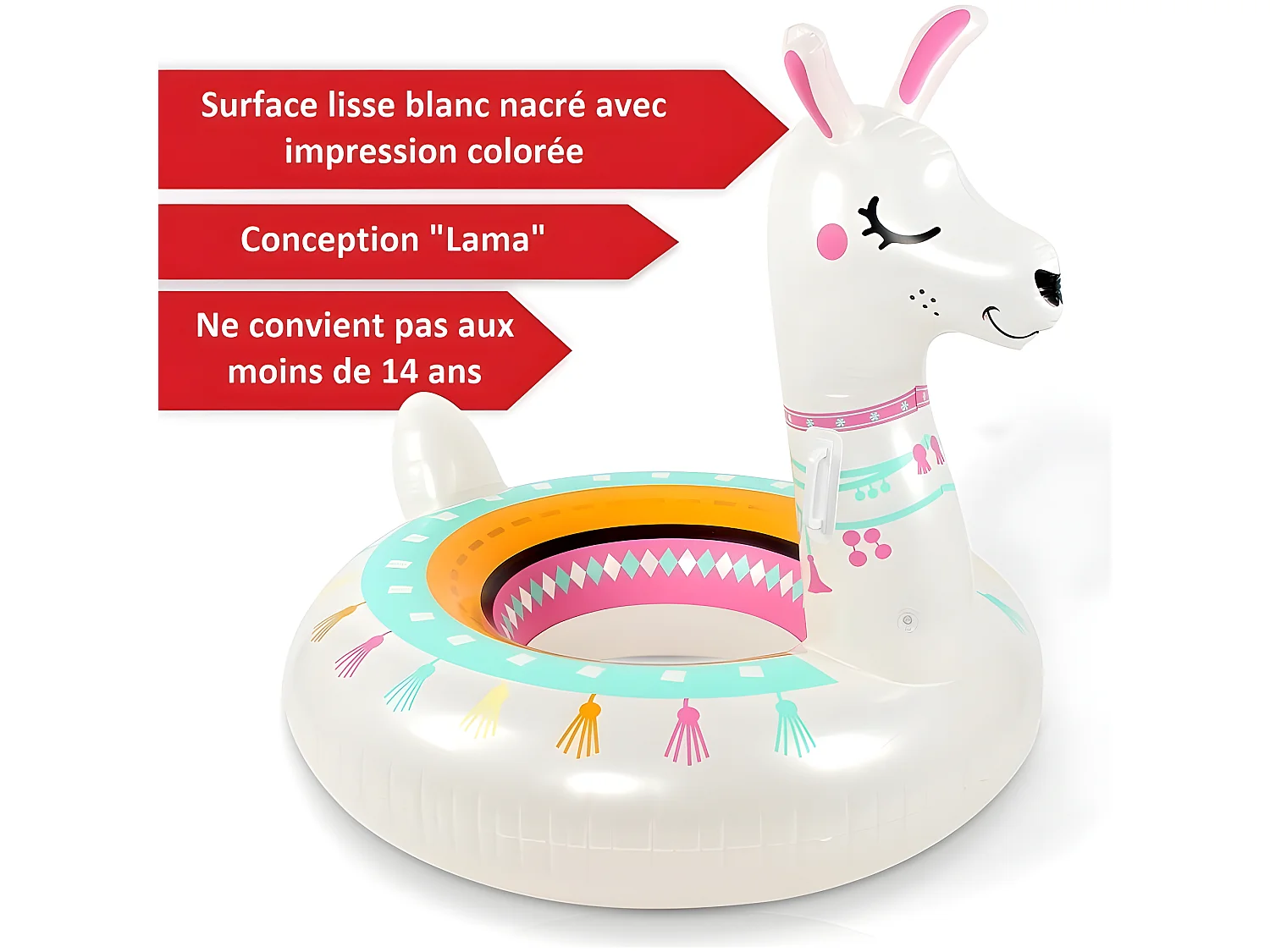 Bouée gonflable Ballon flotteur LAMA pour piscines XXL 115x115x114cm pour adultes et enfants Bouée de natation