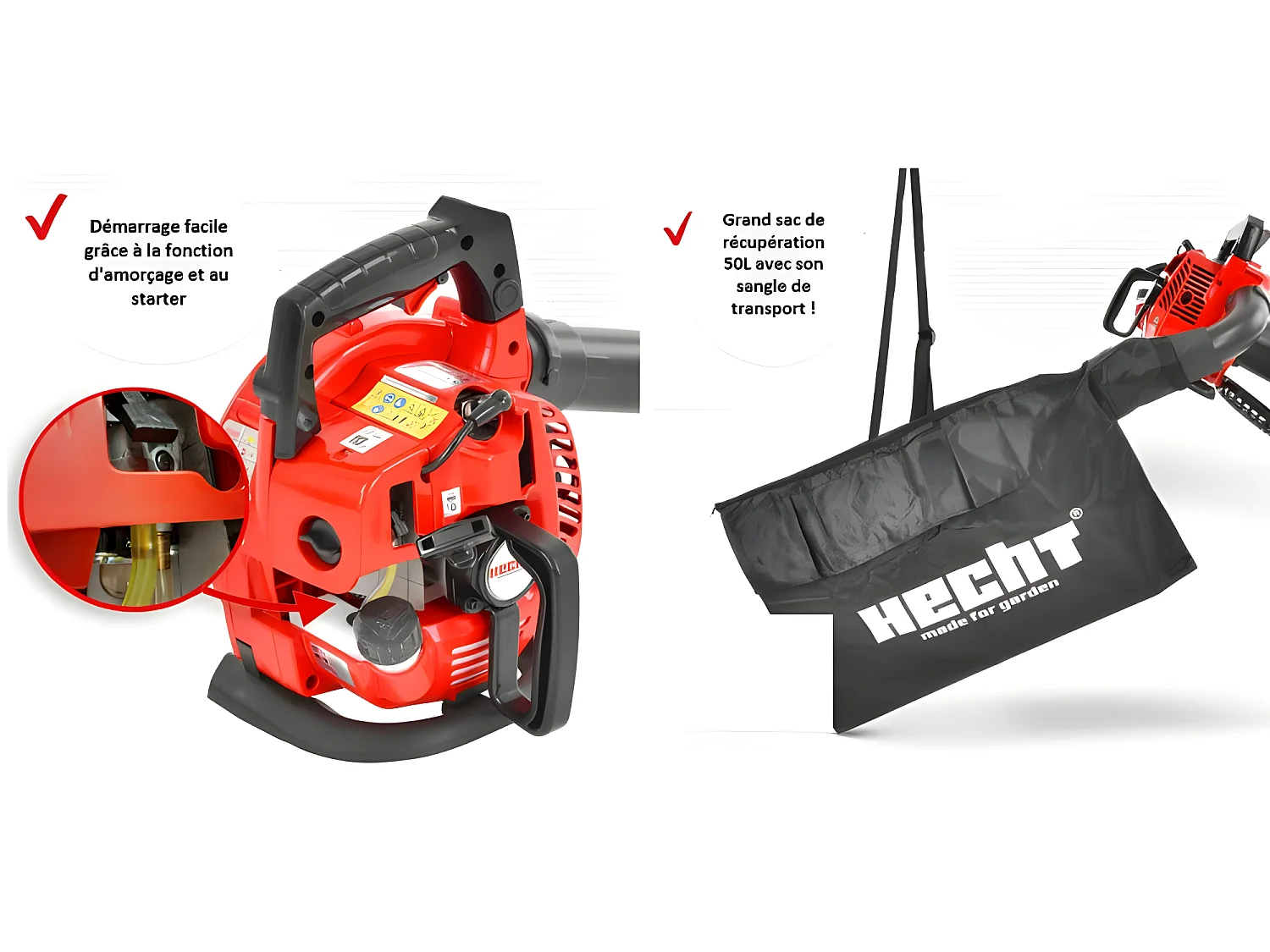Hecht jardin 9254 Souffleur de feuilles a essence 3en1 Aspirateur souffleur broyeur BB LOISIR