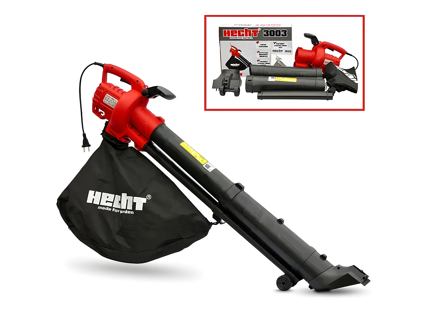 Hecht jardin 3003 Souffleur de feuilles à l’air électrique 3300W 3en1 Aspirateur souffleur broyeur